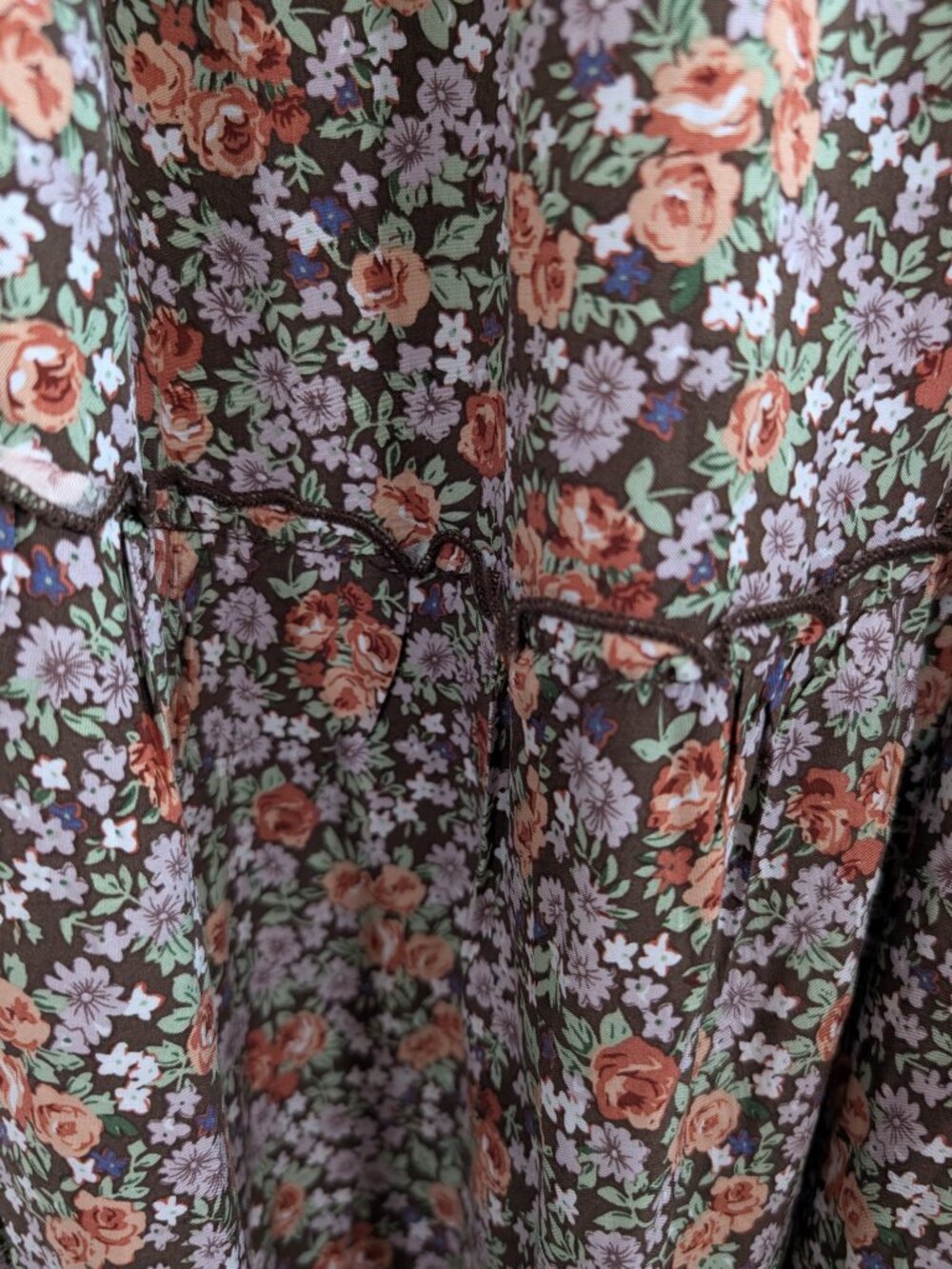Floral Tube Maxi Dress Brown Smocked Ruffle Hem Boho Cottagecore Size Medium NWT - Picture 9 of 13